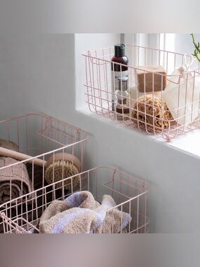 Urban outfitters Mustard Made Iron Wire Basket - Set Of 3 light pastel pink